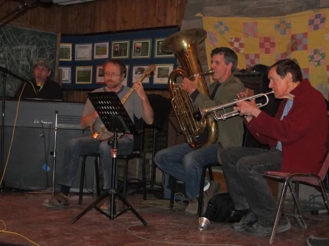 Cabaret night.  Peter, Robbert, Dave, Peter.